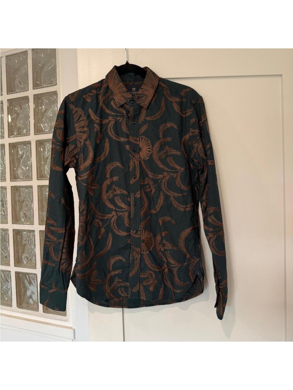 Scotch & Soda Teal and Bronze Embroidered Shirt